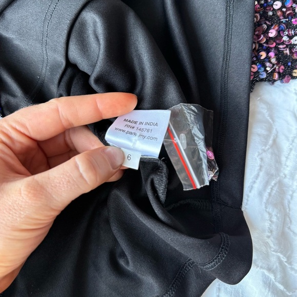 Parker Multicolor Sequin Long Sleeve Dress Open Back Detail - Picture 10 of 15